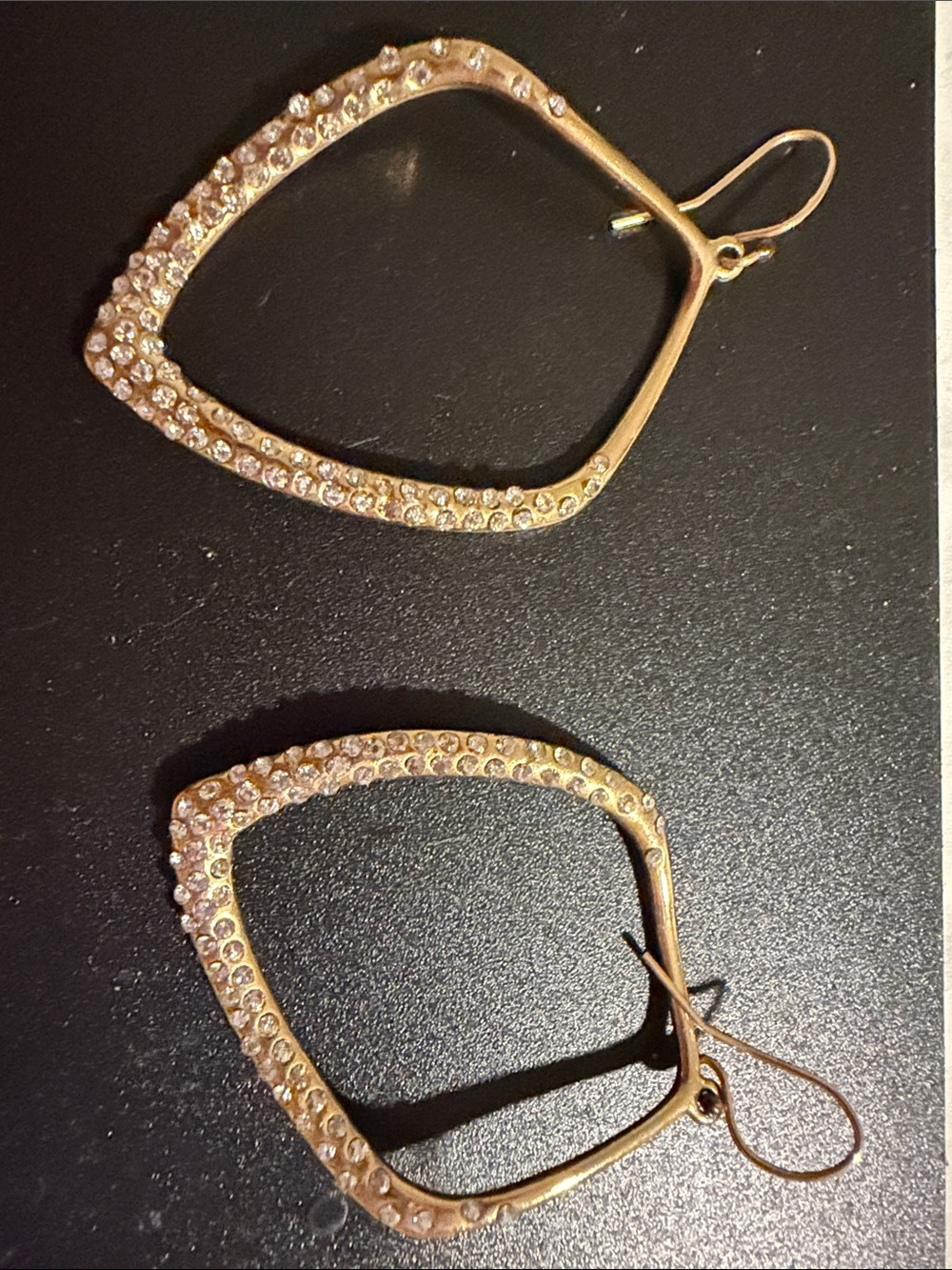 Alexis Bittar Gold Crystal Open Square Drop Earrings